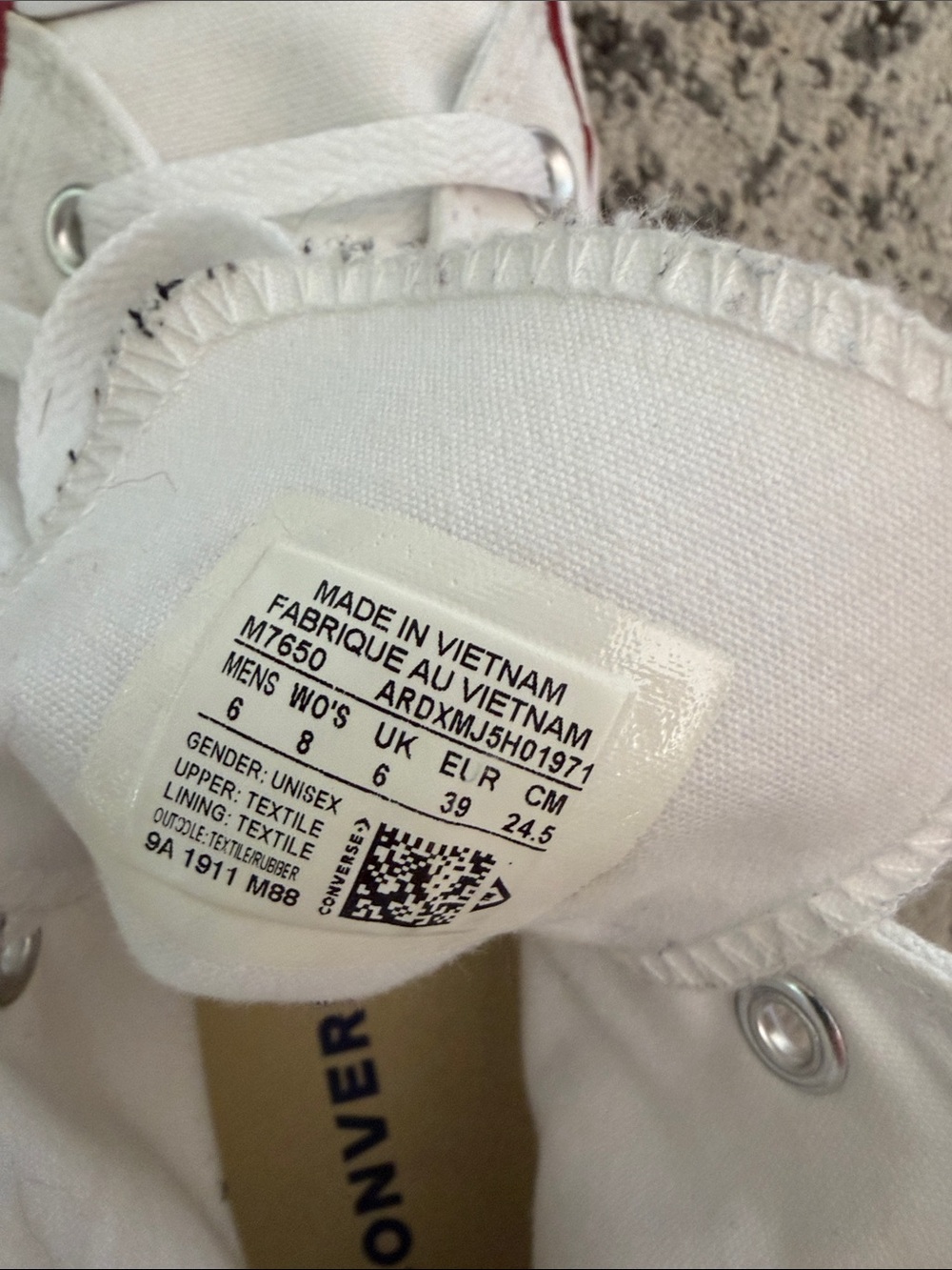 Women's White High-Top Canvas Sneakers with Red Trim - Picture 7 of 8